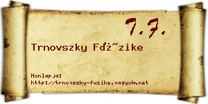 Trnovszky Füzike névjegykártya